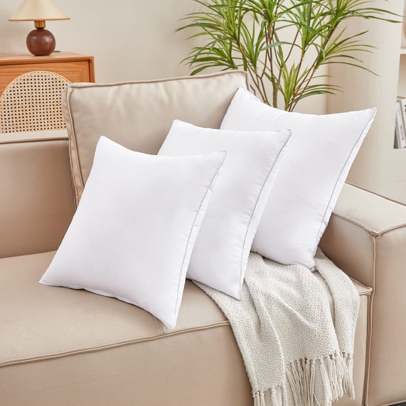 Qeils 18 x 18 Pillow Inserts Set of 2 White Throw Pillow Inserts with Soft Polyester Cover - Rectangle Square Interior Sofa Pillow Inserts Decorative Pillow Insert White Couch Pillow - Image 3